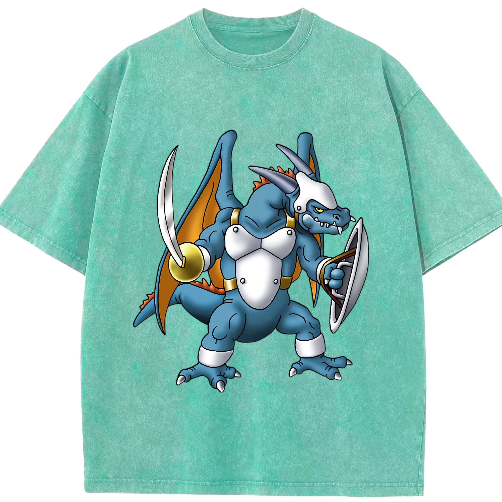 （画像用） ドラゴンクエスト Doragon Kuesuto Dragon Quest 綿100% ヴィンテージ風 半袖Tシャツ（フロントプリント）